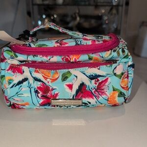 Samantha Brown Vibrant Floral Print  Cosmetic Bag And Keychain NWT